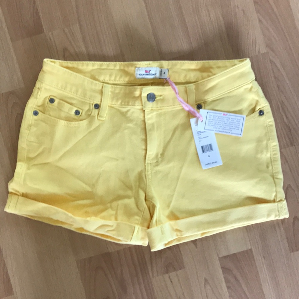 Yellow jean shorts